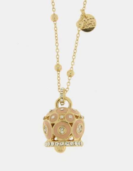 Collana in Metallo con campana a pois rosa e zirconi grande AMOCAPRI