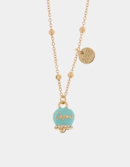 Collana in Metallo con campanella smaltata azzurra AMOCAPRI