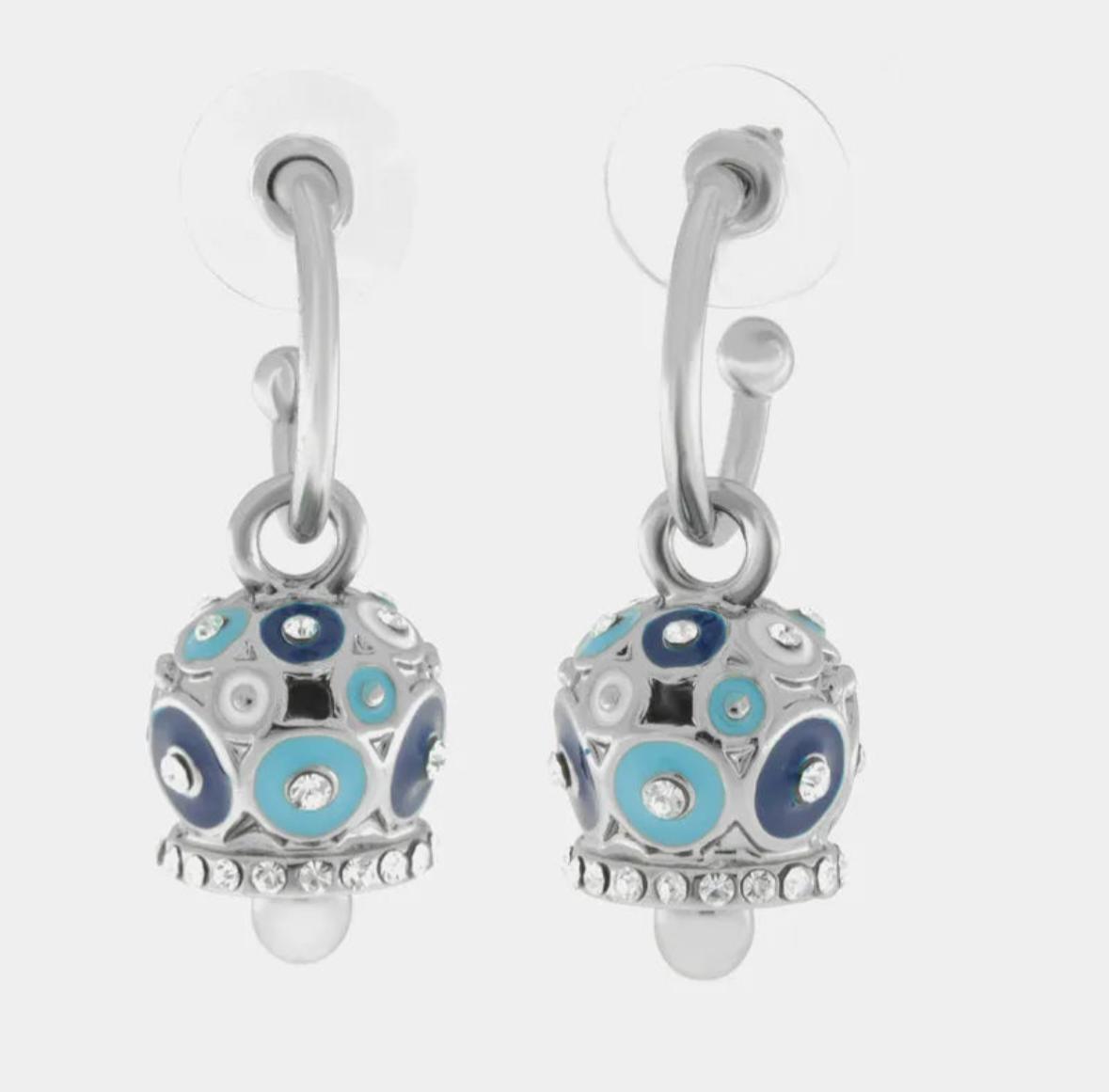 Orecchini in Metallo con campanella a pois blu e azzurro e zirconi AMOCAPRI