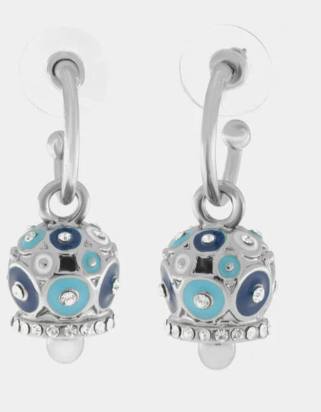 Orecchini in Metallo con campanella a pois blu e azzurro e zirconi AMOCAPRI