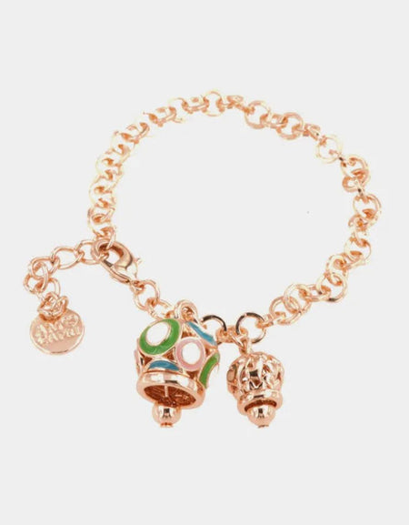 Bracciale in Metallo con campana colorata e piccola campanella con cuori AMOCAPRI