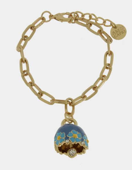 Bracciale in Metallo con campanella blu e fiori AMOCAPRI