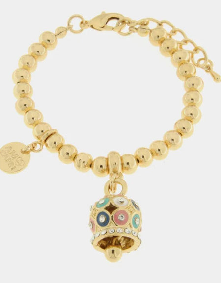 Bracciale in Metallo con campanella a pois multicolor e zirconi AMOCAPRI
