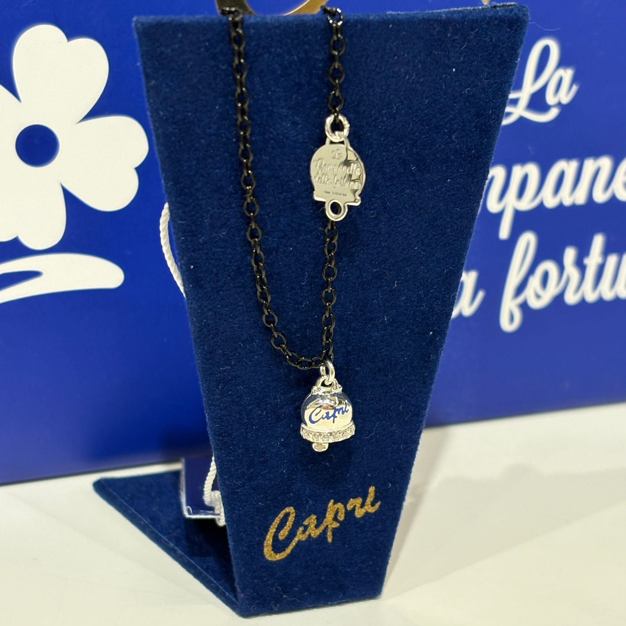 Bracciale catena smaltata con campanella in argento 925 CAPRI byMeg