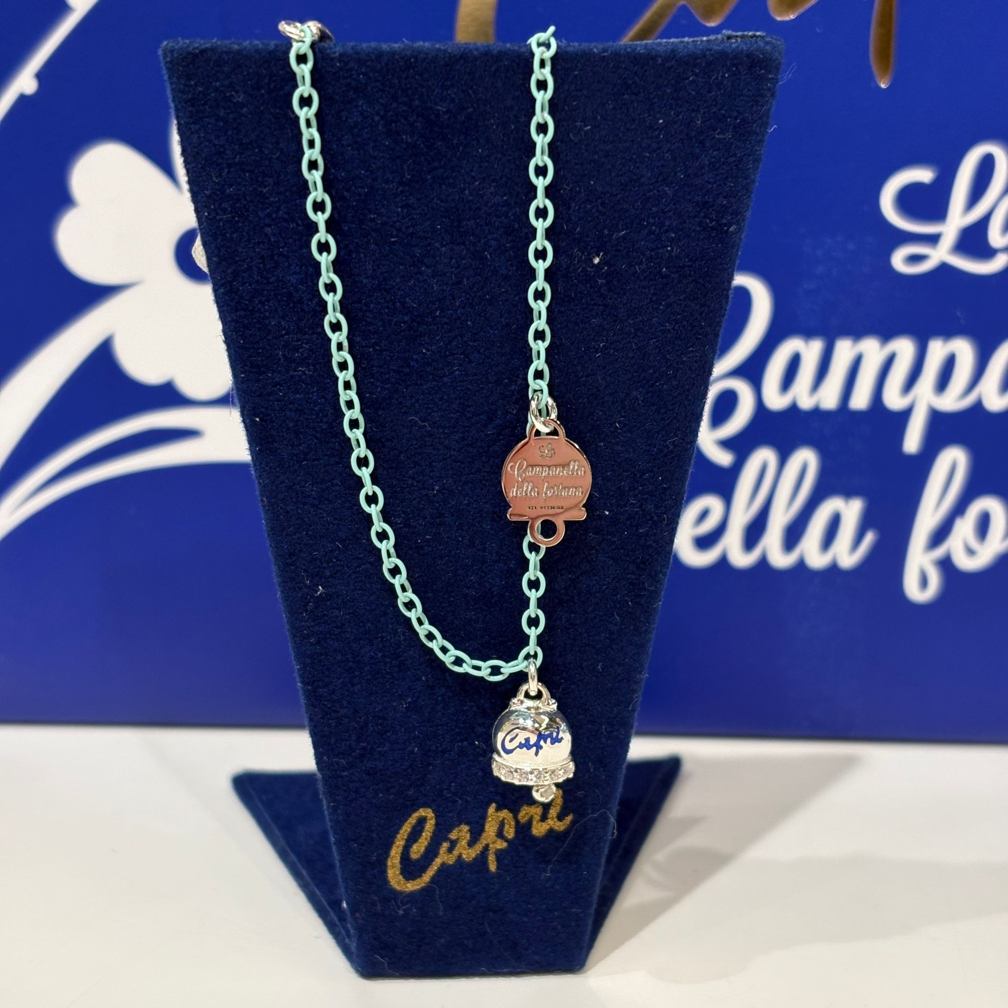 Bracciale catena smaltata con campanella in argento 925 CAPRI byMeg