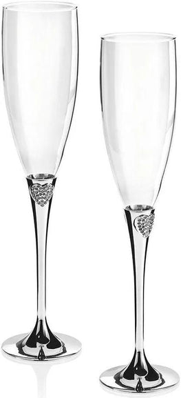 OTTAVIANI - Coppia calici flute in metallo con strass