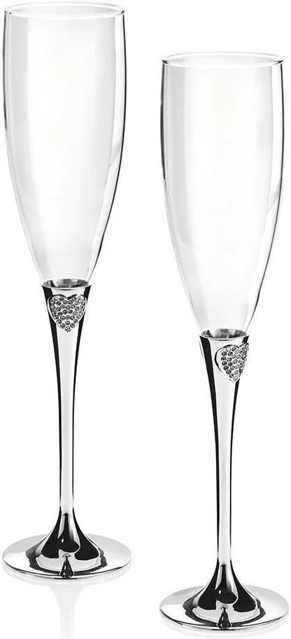OTTAVIANI - Coppia calici flute in metallo con strass