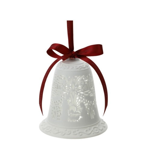 HERVIT Campana in Porcellana Biscuit Traforata Bianca con Natività - 12cm