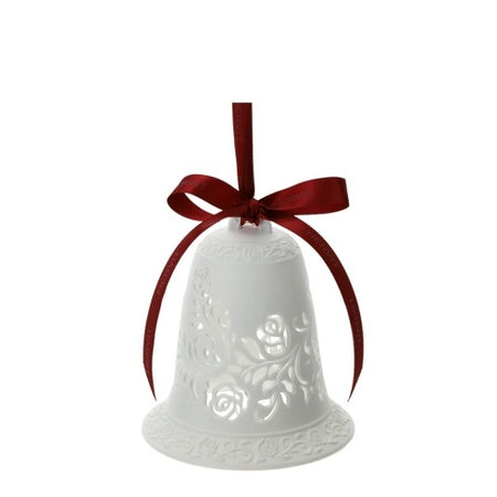 HERVIT Campana in Porcellana Biscuit Traforata Bianca con Rose