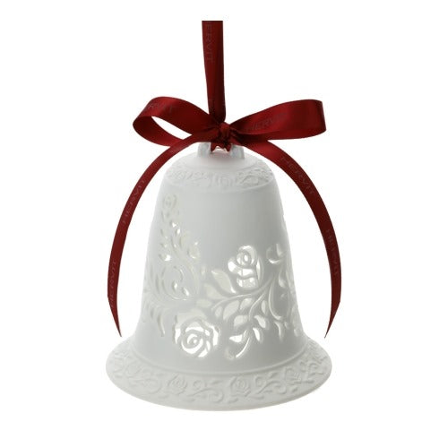HERVIT Campana in Porcellana Biscuit Traforata Bianca con Rose