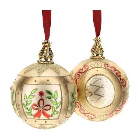 HERVIT Box 2 Sfere in Vetro Soffiato oro - Ø10cm