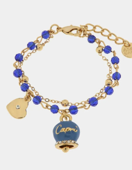 Bracciale in Metallo multifilo con pietre bianche e campanella Capri bianca AMOCAPRI