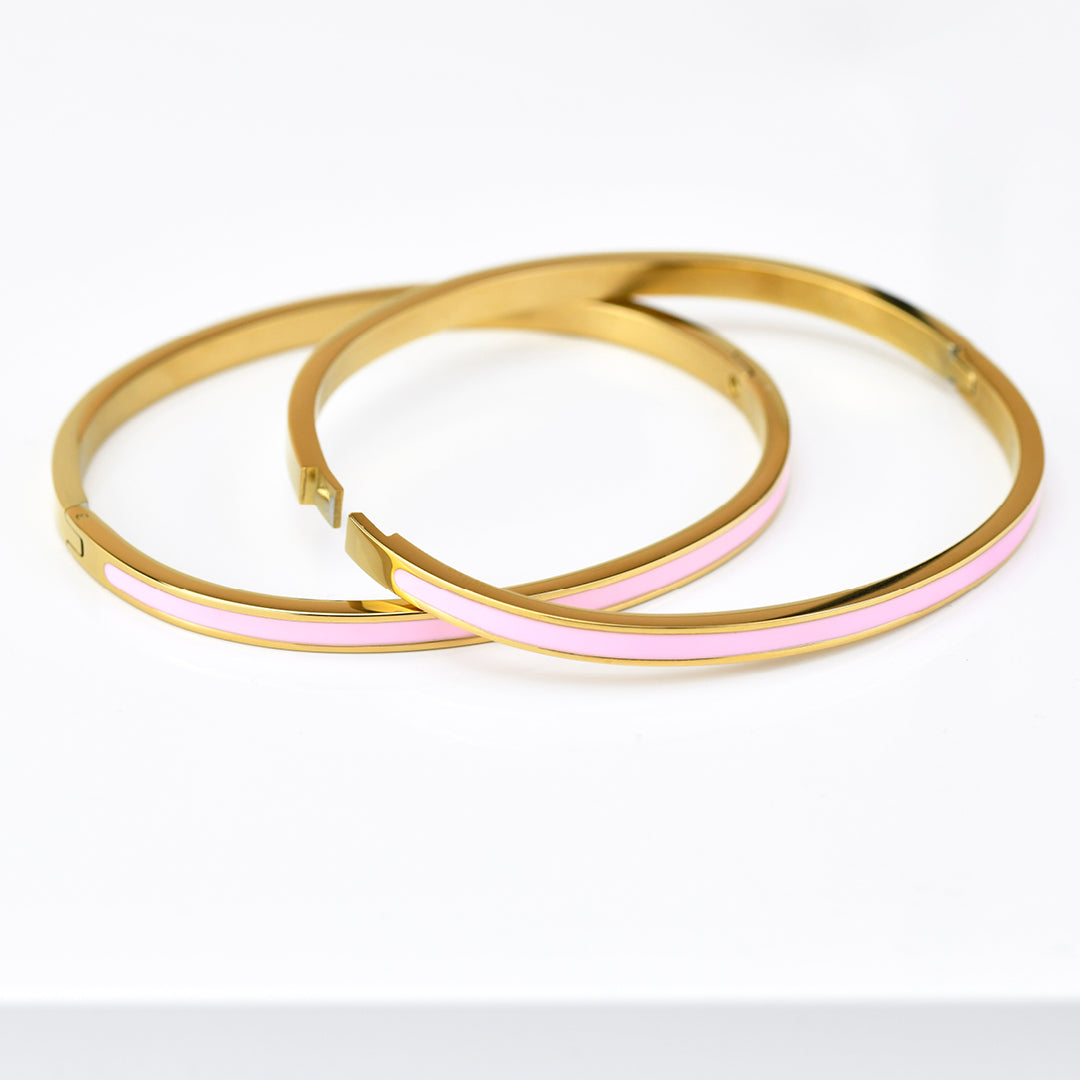 BOCCADAMO MYA Bracciale Rigido Dorato Smalto Rosa