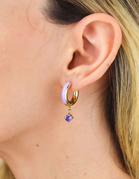 BOCCADAMO MYA Orecchini Dorati a Cerchio L con Smalto e Zircone Lilla