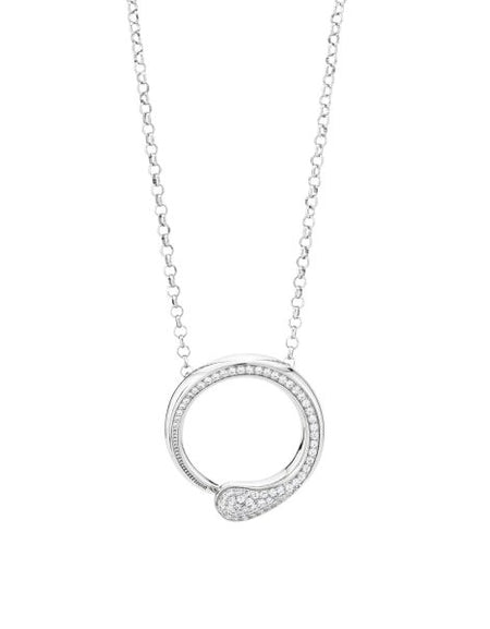 BOCCADAMO Collana Girocollo Caleida Pendente Contrariè Gocce Rodiato con Zirconi Bianchi