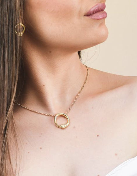 BOCCADAMO Collana Girocollo Caleida Pendente Contrariè Gocce Dorato con Zirconi Bianchi