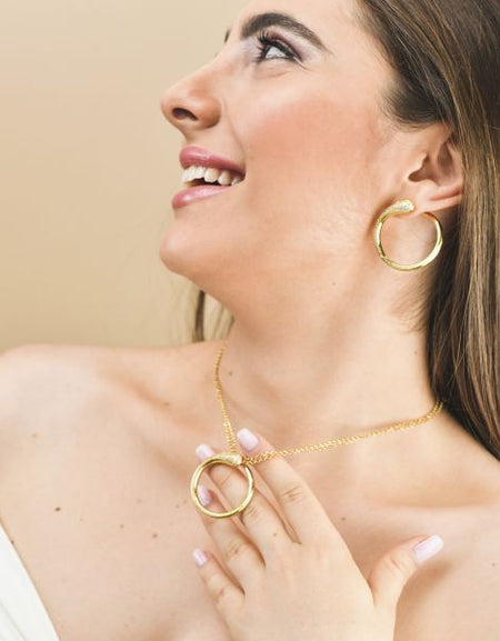 BOCCADAMO Orecchini al lobo Contrariè Gocce Dorati con Zirconi Bianchi