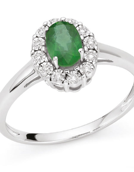 LUCE DI DONNAORO Anello Cestino con Smeraldo e Diamanti in Oro 18kt