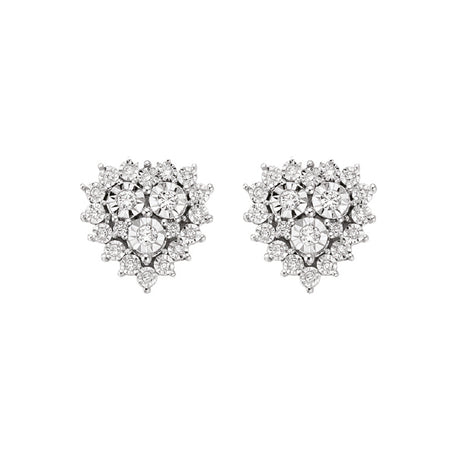 LUCE DI DONNAORO Orecchini Cuore Regina con Diamanti in Oro Bianco 18kt