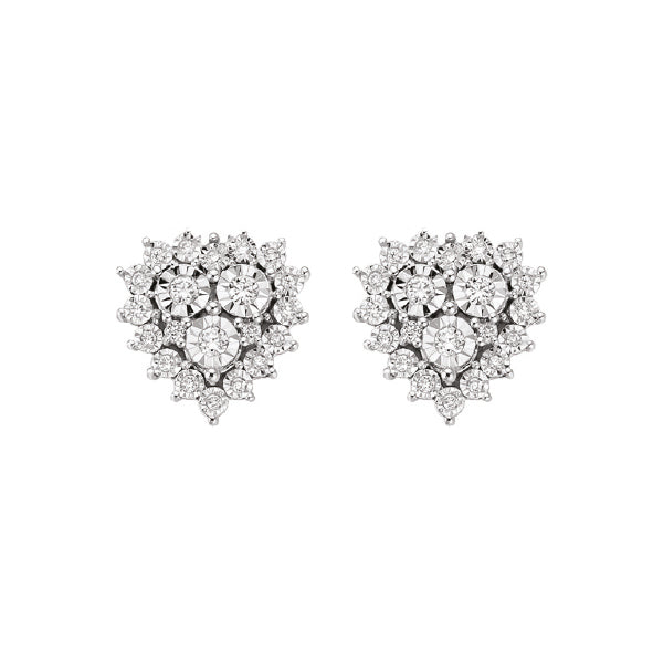 LUCE DI DONNAORO Orecchini Cuore Regina con Diamanti in Oro Bianco 18kt