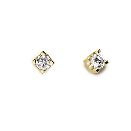 LUCE DI DONNAORO Orecchini Punto Luce Griffes Quadrate Diamanti 0.03ct in Oro Giallo 18kt