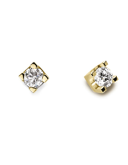 LUCE DI DONNAORO Orecchini Punto Luce Griffes Quadrate Diamanti 0.04ct in Oro Giallo 18kt