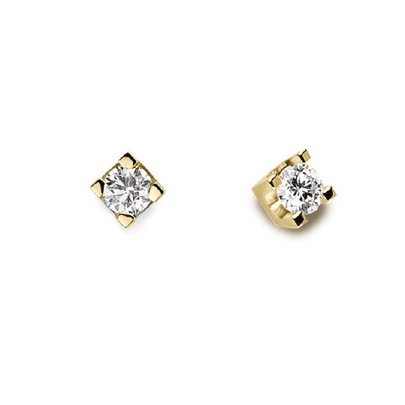 LUCE DI DONNAORO Orecchini Punto Luce Griffes Quadrate Diamanti 0.04ct in Oro Giallo 18kt