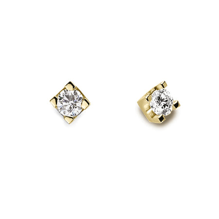 LUCE DI DONNAORO Orecchini Punto Luce Griffes Quadrate Diamanti 0.06ct in Oro Giallo 18kt