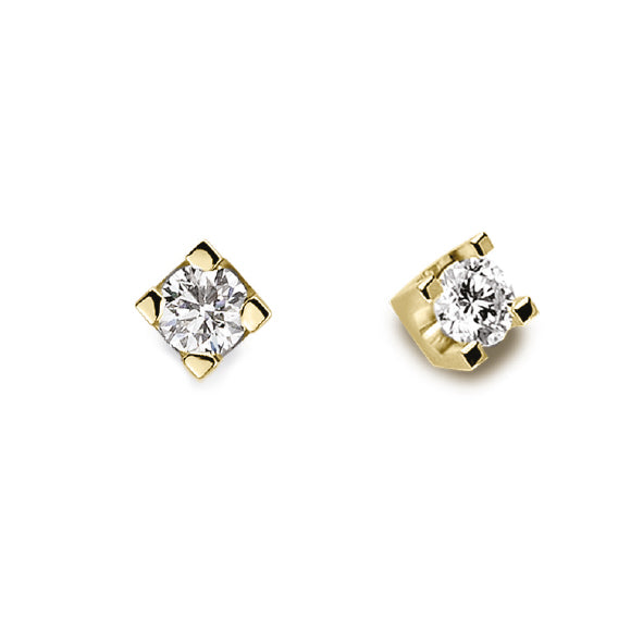 LUCE DI DONNAORO Orecchini Punto Luce Griffes Quadrate Diamanti 0.08ct in Oro Giallo 18kt