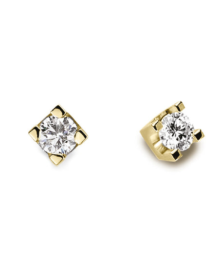LUCE DI DONNAORO Orecchini Punto Luce Griffes Quadrate Diamanti 0.08ct in Oro Giallo 18kt