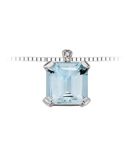 LUCE DI DONNAORO Collana pendente Acquamarina taglio Cuscino Grande e Diamante in Oro18kt