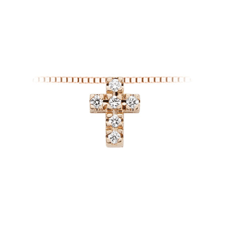 LUCE DI DONNAORO Collana Croce Diamanti 0.03ct 117 in Oro Rosa 18kt