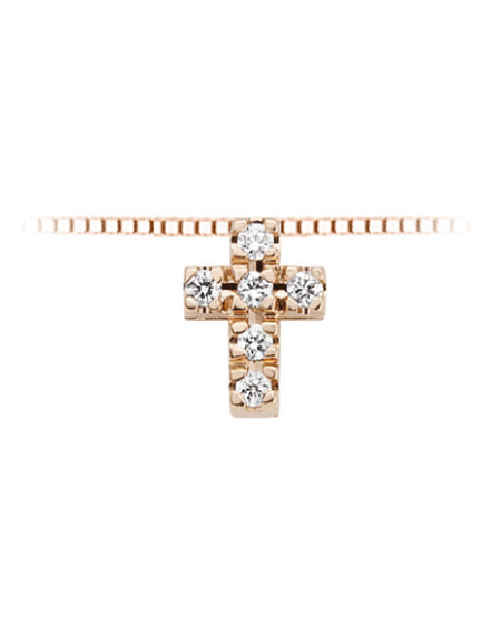 LUCE DI DONNAORO Collana Croce Diamanti 0.03ct 117 in Oro Rosa 18kt