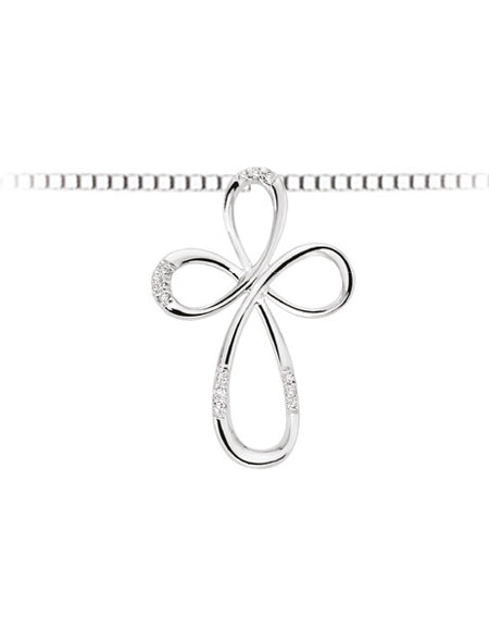 LUCE DI DONNAORO Collana Croce Diamanti 0.05ct 118 in Oro Bianco 18kt