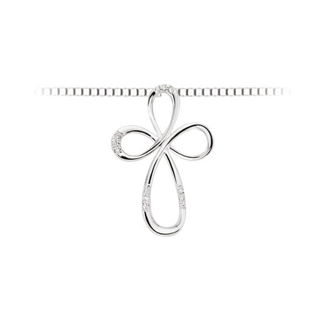 LUCE DI DONNAORO Collana Croce Diamanti 0.05ct 118 in Oro Bianco 18kt