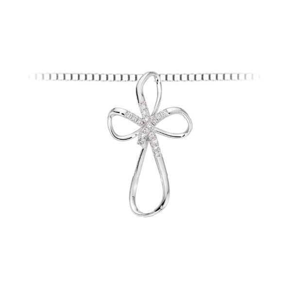 LUCE DI DONNAORO Collana Croce Diamanti 0.05ct in Oro Bianco 18kt