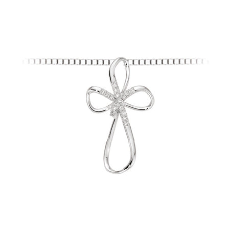 LUCE DI DONNAORO Collana Croce Diamanti 0.05ct in Oro Bianco 18kt