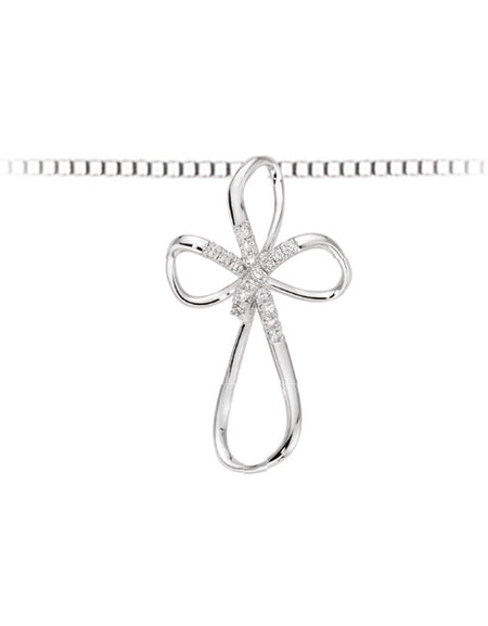 LUCE DI DONNAORO Collana Croce Diamanti 0.05ct in Oro Bianco 18kt