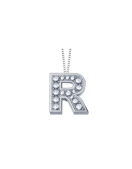 LUCE DI DONNAORO Collana Lettera R con Diamanti in Oro 18kt