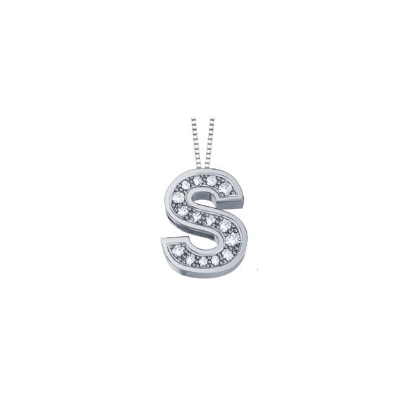 Collana Con Medaglione Lettera S, Acciaio Placcato Oro 24k, Zirconi Bianchi, 45cm, XP - Foto 2