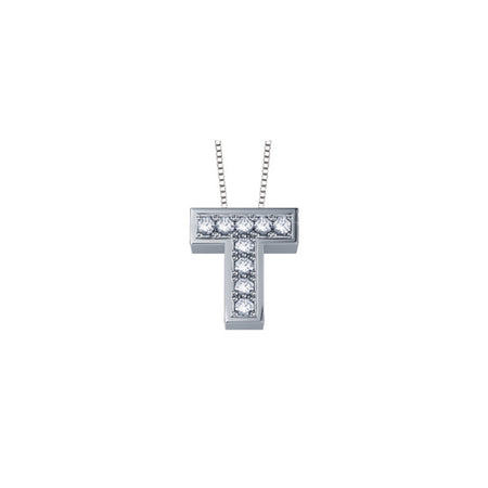 LUCE DI DONNAORO Collana Lettera T con Diamanti in Oro 18kt