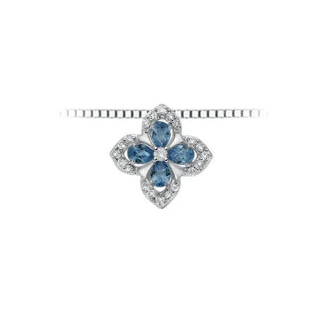 DONNAORO Collana Pendente in Oro bianco 18kt con Diamanti 0.05ct e Zaffiro 0.36ct