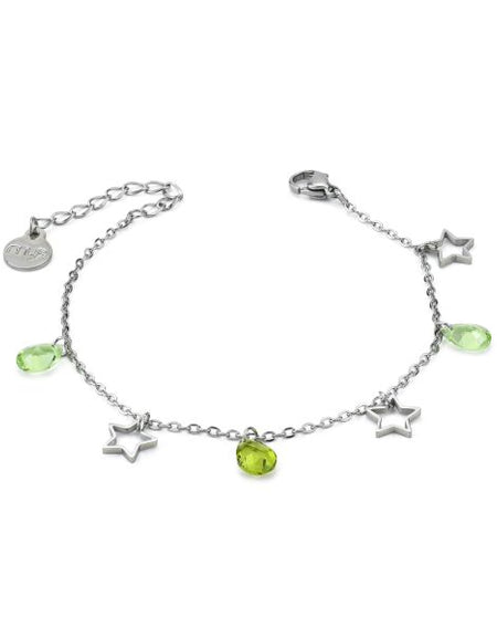 BOCCADAMO MYA Bracciale Charms Stelle e Cristalli Verdi