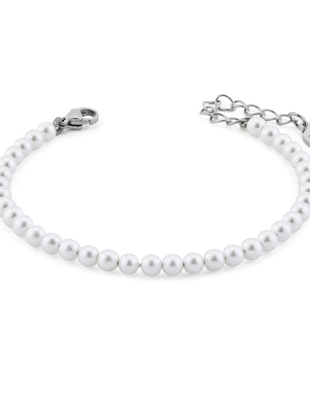 BOCCADAMO MYA Bracciale di Perle 4mm in acciaio