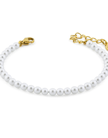 BOCCADAMO MYA Bracciale di Perle 4mm in acciaio dorato