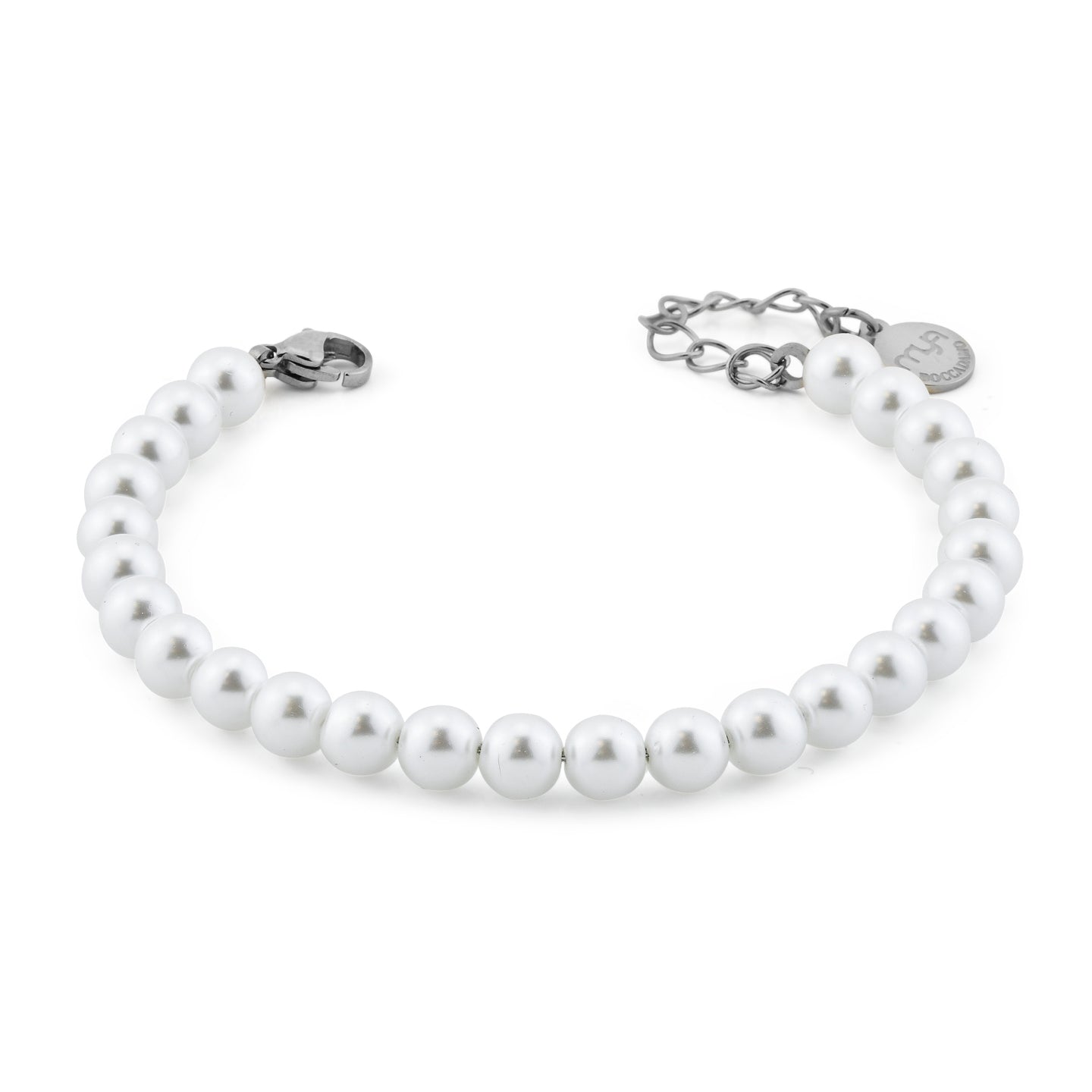 BOCCADAMO MYA Bracciale di Perle 6mm in acciaio