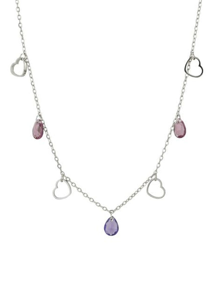 BOCCADAMO MYA Collana Charms Cuori e Cristalli Ametista e Tanzanite