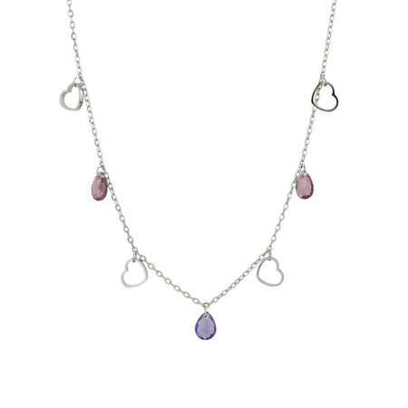 BOCCADAMO MYA Collana Charms Cuori e Cristalli Ametista e Tanzanite