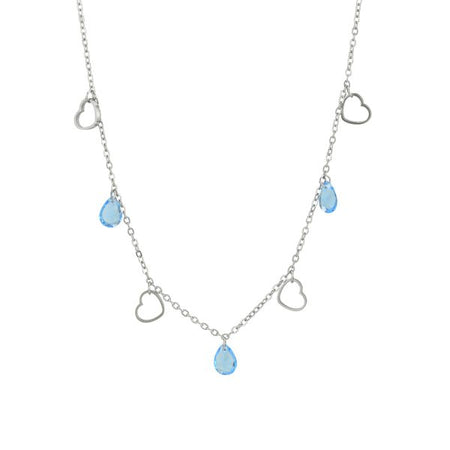 BOCCADAMO MYA Collana Charms Cuori e Cristalli Acquamarina