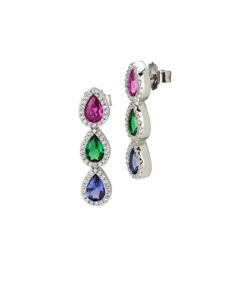 BOCCADAMO Orecchini Pendenti Gocce Multicolor in Argento 925